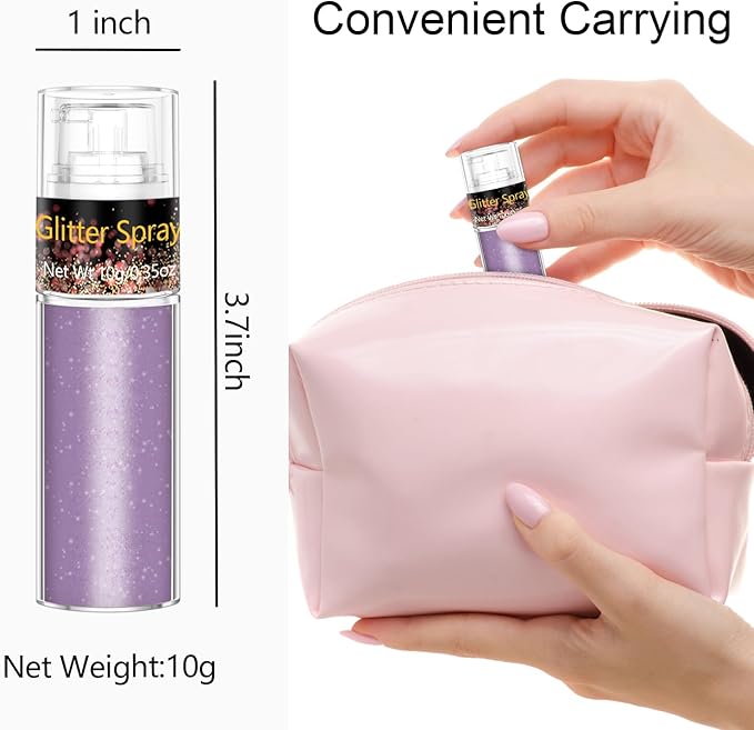 Hair and Body Glitter Spray, 1PC Purple Glitter Hairspray Dry Powder Makeup for Clothes, Festival Rave Prom Loose Sparkle Powder,Holographic Ultra Fine Resin Glitters for Crafts,10g (Purple)