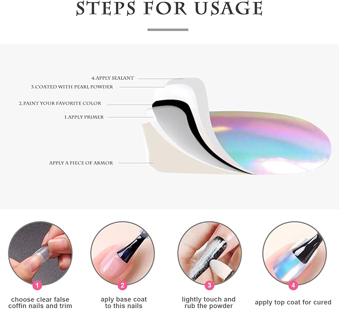 2 Pcs White Pearl Chrome Nail Powder,Mirror Effect Aurora Magic Pearlescent Nail Jewelry Glitter Holographic Pigment Symphony Mermaid Pearl Neon Ice Aurora Dust Nail Powder,DIY Nail Art Decorations
