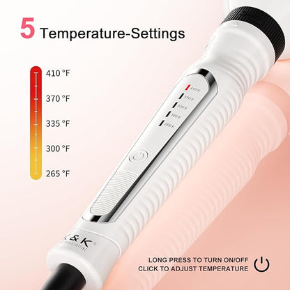 K&K 3 in 1 Thermal Brush Set, Ceramic Hot Brush, Fast Heating Curling Wand for Short, Medium & Long Hair, 5 Temperature Adjustment, Dual Voltage