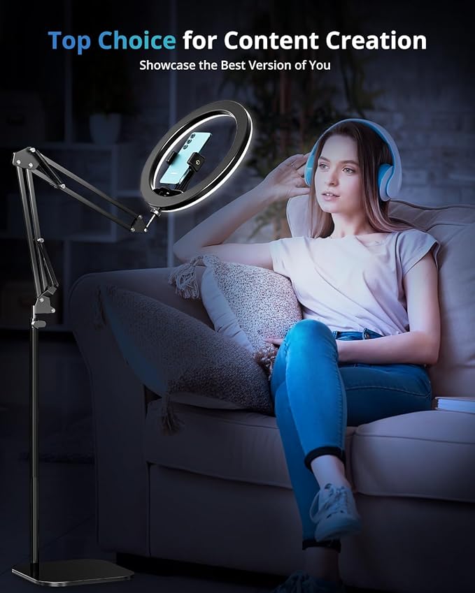 UBeesize 12" Ring Light Tripod for iPhone with Overhead Phone Mount Holder, Ring Lights with Stand and Camera Mounts for Photography/Live Streaming/TikTok/YouTube Content Creation
