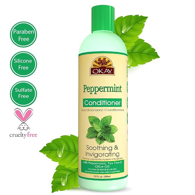 Okay | Soothing And Invigorating Peppermint Conditioner | Helps Refresh, Revitalize, And Add Softness To Hair | Sulfate, Silicone, Paraben Free For All Hair Types and Textures | Made in USA 12oz 355ml