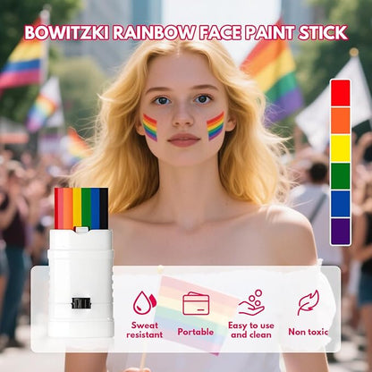 4pcs Rainbow Face Paint Stick,LGBT pride flag color Face Body paint for Pride Month Party Celebration,Parades
