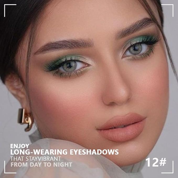 4 Colors Soft Mint Deep Emerald Gunmetal Silver Eye Shadow Palette Makeup, Highly Pigmented Waterproof Matte Shimmer Eyeshadow Palette for Women, paleta de sombras de ojos, Vegan & Cruelty-free