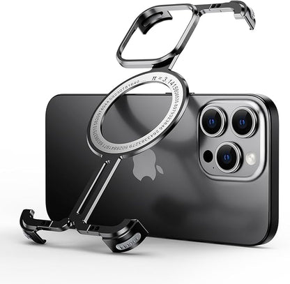 OATSBASF Magnetic Phone Case Compatible with iPhone 14 Pro 6.1", [Compatible with Magsafe] Metal Bumper Case Sleek Minimalist Frameless Aluminum Shells (Black)