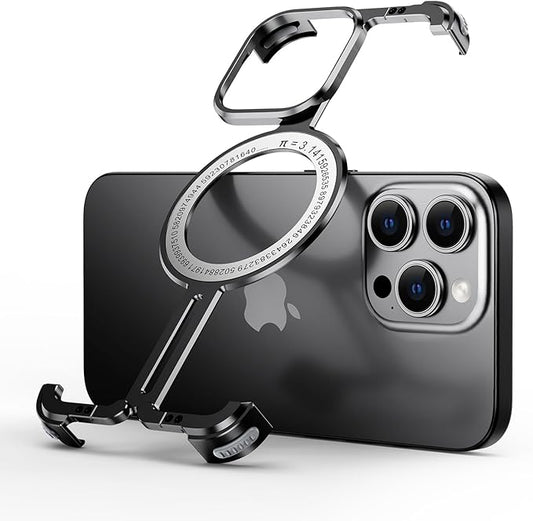 OATSBASF Magnetic Phone Case Compatible with iPhone 14 Pro 6.1", [Compatible with Magsafe] Metal Bumper Case Sleek Minimalist Frameless Aluminum Shells (Black)