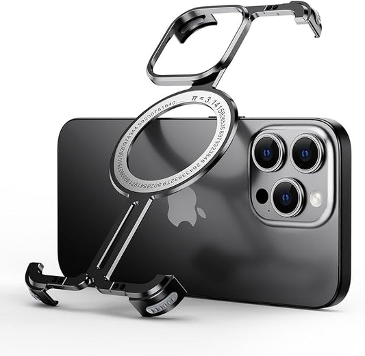 OATSBASF Magnetic Phone Case Compatible with iPhone 14 Pro Max 6.7”, [Compatible with Magsafe] Metal Bumper Case Sleek Minimalist Frameless Aluminum Shells (Black, for iPhone 14 Pro Max)