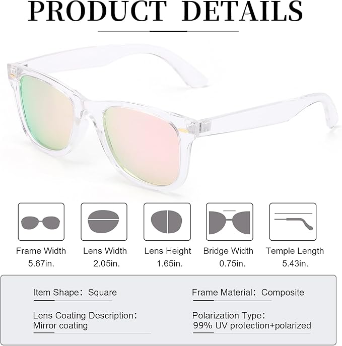 Myiaur Classic Sunglasses for Women Polarized Driving Anti-Glare UV Protection