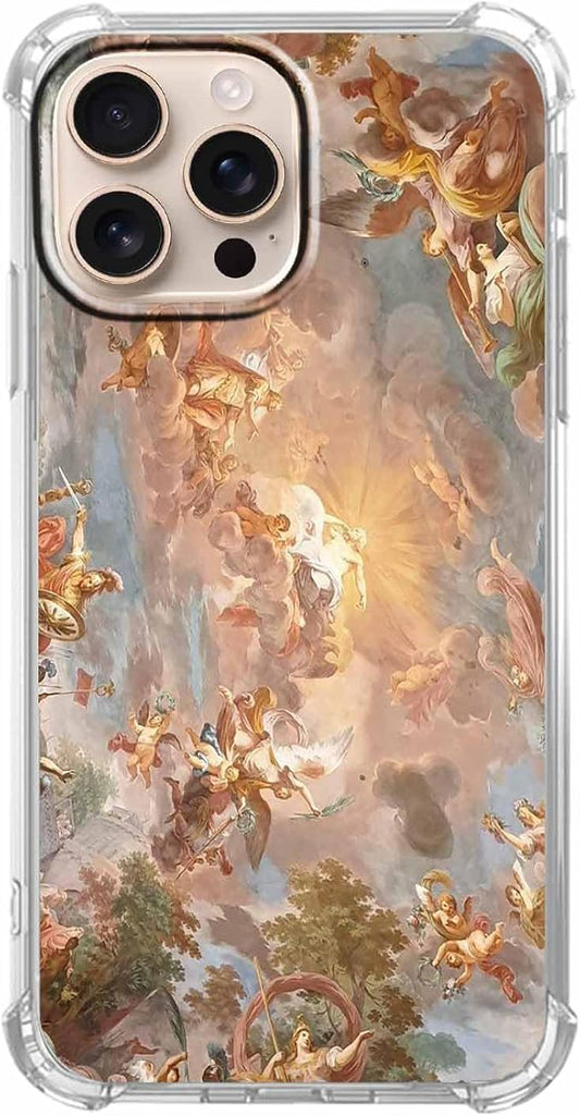 Case for iPhone 16 Pro with Renaissance Art Design,Cute Angel God Greek Mythology Painting,Clear Soft TPU Bumper Case,6.3"(Mythology,16pr)