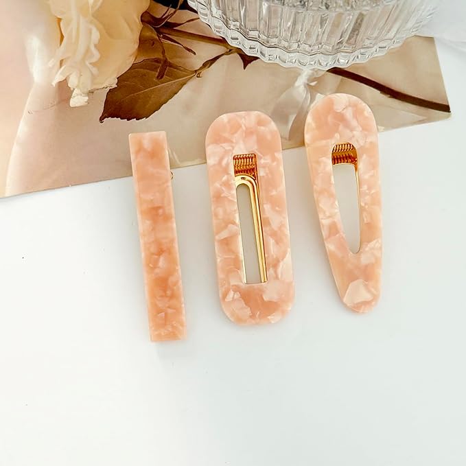 12 Pieces Acrylic Resin Marble Hair Clips Set, Decorative Pearls Hair Barrettes Sweet Decorative Bobby Pins Hairpin Headwear Hair Accessories Headwear for Women and Girls…