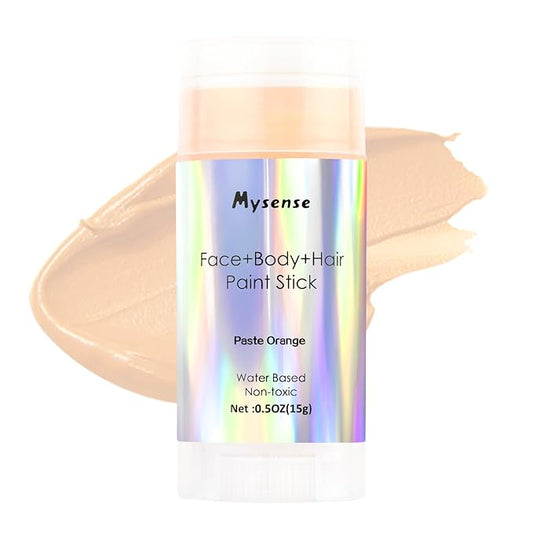 Mysense Pastel Orange Face Body Hair Paint Stick,Water Based Washable Temporary Hair Color,Non-toxic Cream Body Painting for Adults and Children Halloween Costume SFX Cosplay Makeup,0.5oz