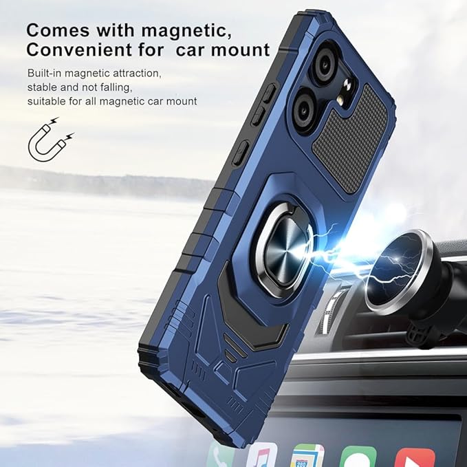 for BLU View 5 B160V / BLU F5 5G Case with 1 Pack Screen Protector,Dual Layer Hybrid Heavy Duty Defender Protection,Sleek Rugged Reinforced Cushion Corner Kickstand Shockproof Bumper Cover Blue