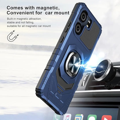 for BLU View 5 B160V / BLU F5 5G Case with 1 Pack Screen Protector,Dual Layer Hybrid Heavy Duty Defender Protection,Sleek Rugged Reinforced Cushion Corner Kickstand Shockproof Bumper Cover Blue