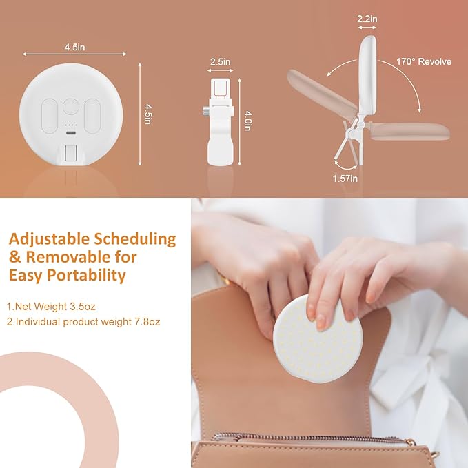 60 LED Ring Light, Rechargeable Selfie With Front & Back Clip, 2500-6500K Portable Phone, Adjustable 3 Modes for iPhone, iPad, Tablet, Laptop, CRI97+, 90 Grams (White)