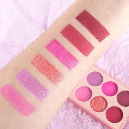 Six Colors Glitter Matte Eyeshadow Palette,Pink Purple Orange RosePink Dark Red Shimmer Sparkly Eyeshadow Palette Makeup,Prom Eyeshadows Long-Lasting Waterproof Red Pink Women Girls Eye Shadow 01