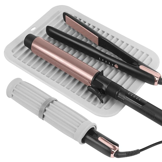 Large Silicone Heat Resistant Mat, Professional Hot Hair Tools Mat for Curling Iron, Flat Iron, Hair Straightener, Portable Hot Pad Cover with Velcro for Travel Home Salon(11.8" x 9.0")