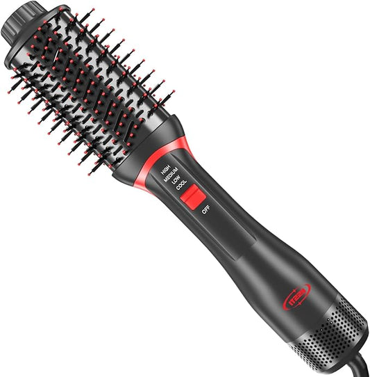 4-in-1 Hair Dryer Brush & Volumizer, Ionic Ceramic Hot Air Brush for Smoothing, Straightening, and Styling – Multi-Temperature Settings, Suitable for All Hair Types