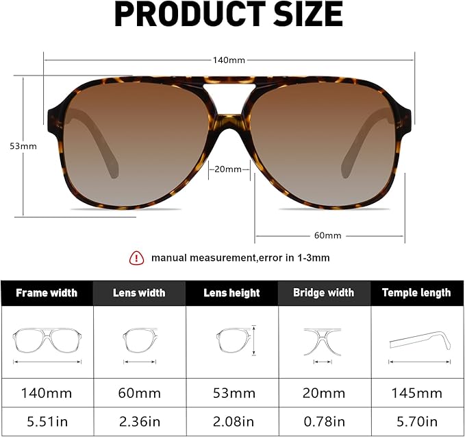 YDAOWKN Retro Aviator Sunglasses for Women Mens Large Frame Classic Vintage 70s Sun Glasses Aviators