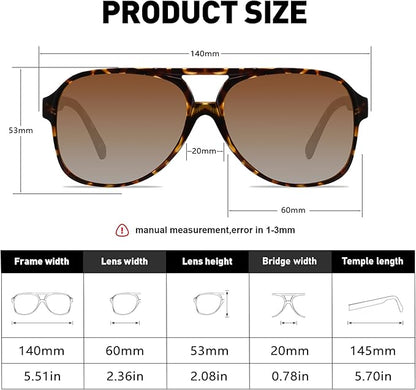 YDAOWKN Retro Aviator Sunglasses for Women Mens Large Frame Classic Vintage 70s Sun Glasses Aviators