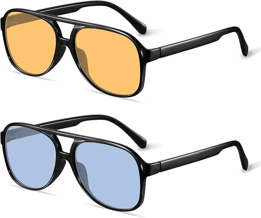 YDAOWKN Retro Aviator Sunglasses for Women Mens Large Frame Classic Vintage 70s Sun Glasses Aviators