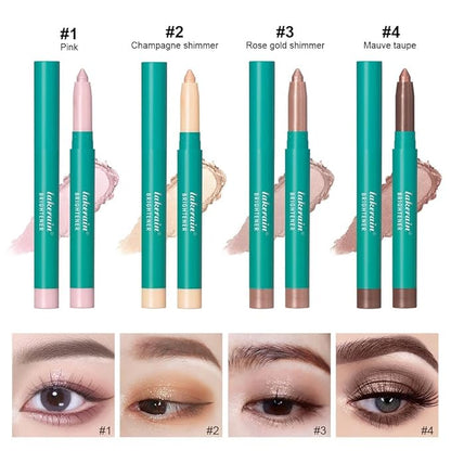 4Pcs Eyeshadow Stick, Eye shadow Brightener Stick Glitter Highlighter Makeup Eye Liner, Shimmer Creamy Long Lasting Eye Makeup. (4 colors)