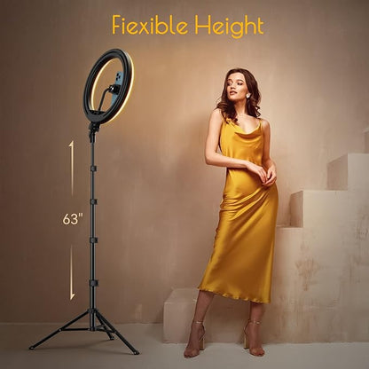 Weilisi 12" Selfie Ring Light with 63" Tripod Stand, Dimmable LED Ring Light with Phone Holder and Wireless Remote, [2-in-1] RGB & Selfie Stick for Photography/Makeup/Live Stream/YouTube