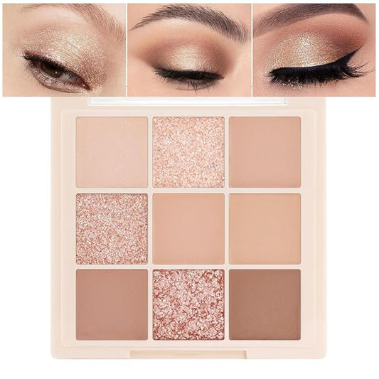 Nude Pink Beige Eyeshadow Palette,Natural Eye Shadow Make Up Pallets for Women,Highly Pigmented Neutral Small Cream Light Colors Eyeshadow Palette Long Lasting Naturing-Looking,Vegan