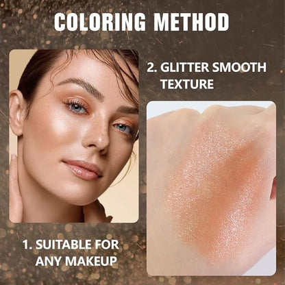 evpct Champagne Gold Shimmer Single Eye shadow Palette Makeup for Older Women, Glitter Sparkly Cream Eye Shadow Palette Brightener for Older Women, High Pigment Waterproof Monochrome Mini Eyeshadow