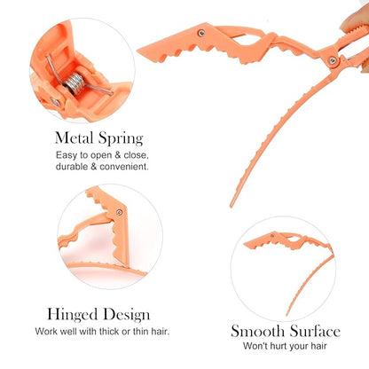 Ondder 14 Pcs Orange Sectioning and Coloring Clips - Large Alligator Styling Clips for Salon, Barber, and Cutting Accessories for Women, Men, and Teens