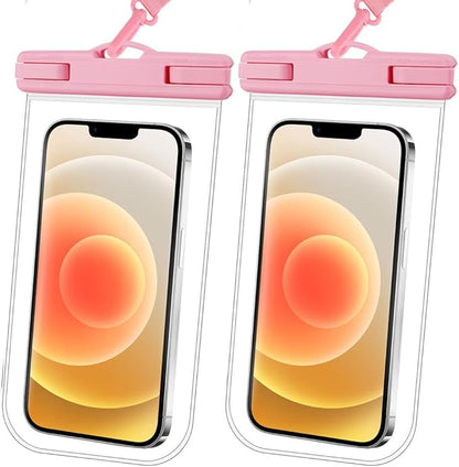 2025 Waterproof Phone Pouch: 2 Pack Cruise Ship Essentials Must Haves Dry Bag for Vacation Beach Travel Kayak Accessories, Water proof Case for iPhone 16 15 14 13 12 Plus Pro Max Galaxy - Pink+Pink