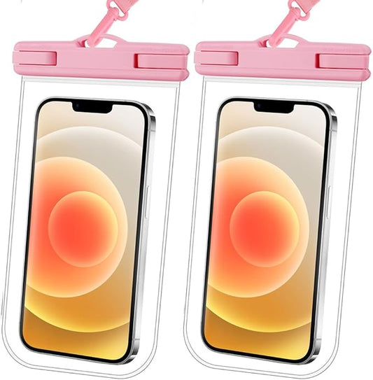 2025 Waterproof Phone Pouch: 2 Pack Cruise Ship Essentials Must Haves Dry Bag for Vacation Beach Travel Kayak Accessories, Water proof Case for iPhone 16 15 14 13 12 Plus Pro Max Galaxy - Pink+Pink