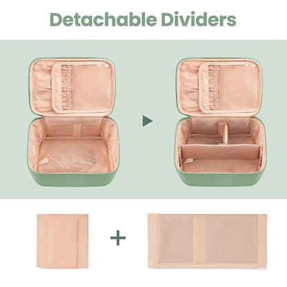 OCHEAL Travel Makeup Bag, Cosmetic Bags for Women Makeup Bags Case Organizer Large Capacity Travel Toiletry Bag Storage with Divider and Handle for Cosmetics Toiletries Brushes Tools-Rose Gold