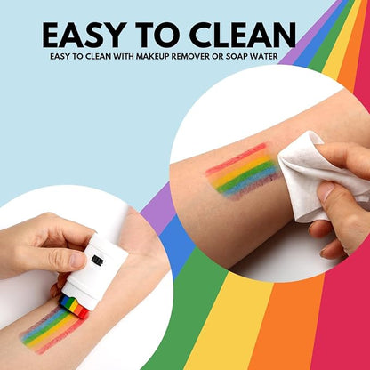 4pcs Rainbow Face Paint Stick,LGBT pride flag color Face Body paint for Pride Month Party Celebration,Parades