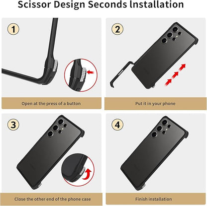 for Samsung Galaxy S25 Ultra Metal Bumper Case Frameless, Slim Fit No Back No Frame Backless Metal Bumper 4 Corners Shockproof Wireless Charging Compatible Heavy Duty (Titanium Natural)