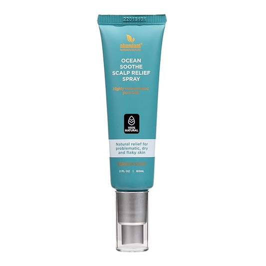 Ocean Soothe Scalp Relief Spray with Highly Concentrated Magnesium Salt for Dry and Flaky Skin, Quick Absorption, All Natural and Fragrance-Free Leave-in Scalp Treatment, 60mL