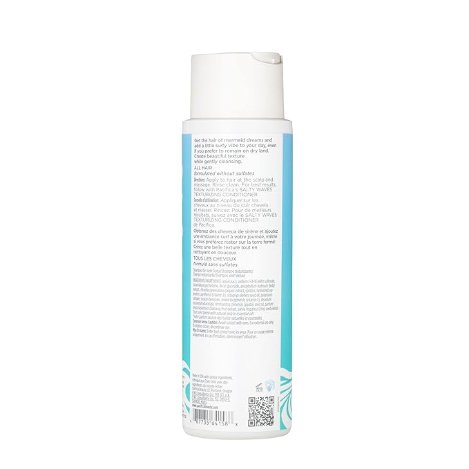 Pacifica Salty Waves Texturizing Shampoo - Beachy Textured, Messy Look, Hair Styles - Moisturizing Hair Care w/ Vitamin B & E - Banana Scent Clean Beauty Vegan & Cruelty-Free Dermatologist Tested