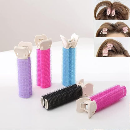 4Pcs Pink Hair Rollers with Clip,Portable Hair Volume Clip,Volumizing Hair Root Clips,Bangs Curler DIY Hair,Styling Accessories,Self Grip Volume Root Rollers,Styling Tools and Appliances