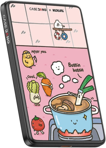 Magnetic Battery Pack Compatible with Magsafe,5000 mAh Portable Power Bank, Wireless Charging with Type C Input Output Ultra Slim for iPhone 16/15/14/13/12/ All Series, Veggie HotPot Party