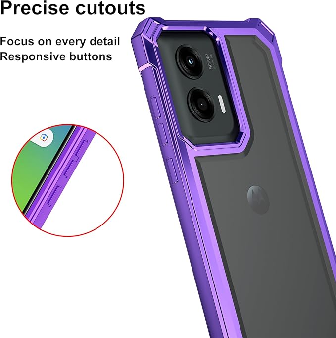 Ailiber for Motorola G Stylus 5G 2024 Phone Case, with Screen Protector, Dual Layer Shockproof Bumper, Clear Transparent, Slim Scratch-Resistant Cover for Motorola Moto G Stylus 2024-Purple
