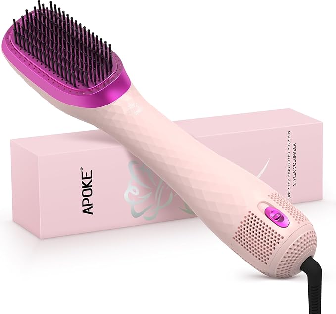 3 in 1 Hair Dryer Brush Professional 1200W Powerful Ceramic Tourmaline 3 Heat/2 Speed Settings One Step Hair Dryer and Styler (Pink)