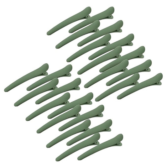 24 PCS Green Hair Clips for Styling and Sectioning - 3.1 Inch Matte Alligator YISSION Barrettes, No Crease Duck Billed Clips, Accessories for Women and Girls
