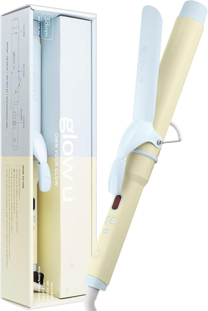 1 1/2 inch Extra Long Curling Iron - 10 Temperature Modes Fast and Easy Styling - 7.3" Ceramic Barrel Hair Wand for All Hair Types Blowout, Beach Waves, Bouncy Curls - Marshmallow