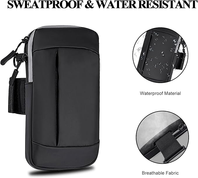 Phone Holder for Running Armband Cell Phone Holder iPhone 15 14 13 12 11 Pro Max Xs Xr X 8 7 Plus SE Mini Galaxy Ultra S24 Note Carrier Pouch, Exercise Workout Gym Sports Arm Band Bag Sleeve