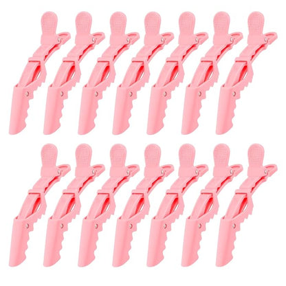 Ondder 14 Pcs Pink Alligator Hair Clips for Styling Sectioning Large Pro Salon Hair Clips Barber for Coloring, Cutting, Sectioning Big Gator Clips Hair Styling Accessories for Women Men Girls