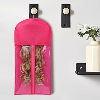 12PCS Wig Bag Hair Extension Holder Wig Storage Wig Holder for Multiple Wigs Hair Extension Hanger Hair Extension Storage Wig Organizer for Multiple Wigs (6PCS BLACK &6PCS HOT PINK)