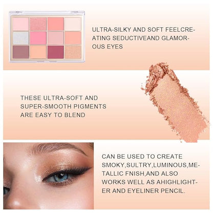 Nude Pink Eyeshadow Palette,Natural Neutral Warm Colors Cream Light Colors Eyeshadow Palette,Highly Pigmented Eye Shadow Palette Long Lasting Naturing-Looking Make Up Pallets for Women,Vegan