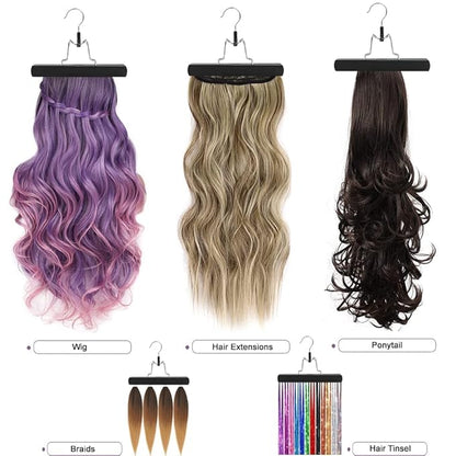 2Pcs Hair Extension Holder, Extra Long Wig Storage Bag with Hanger, Hair Extensions Wig Storage for Multiple Wigs, Hairpieces, Portable Travel-Ready Hair Extensions Bag (31.5 Inch, 2Pcs Black)