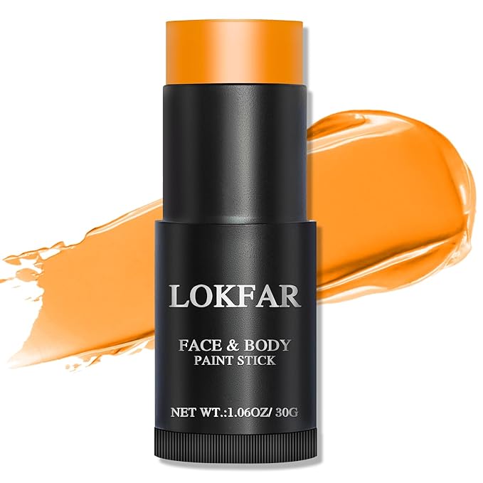 Orange Face Body Paint Stick, Eye Black Stick for Sports, Waterproof Full-Coverage Orange Face Makeup for Halloween Pumpkin Cheetah Lion Tige Cosplay Makeup