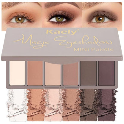 6 Color Eyeshadow Makeup Palette, 6 White Nude Dark Nude Brown Dark Brown Red Brown Eyeshadows Palette, Everyday Velvety Matte Finish Eye Makeup Looks, Travel Friendly Size, Built-in Mirror 10#