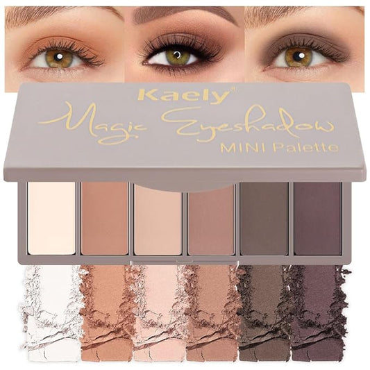 6 Color Eyeshadow Makeup Palette, 6 White Nude Dark Nude Brown Dark Brown Red Brown Eyeshadows Palette, Everyday Velvety Matte Finish Eye Makeup Looks, Travel Friendly Size, Built-in Mirror 10#