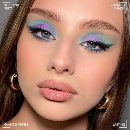 Ten Color Matte Shimmer Eyeshadow Makeup Palette, Nude Brown Green Yellow Blue Purple Pink 10Color Series, Prom Velvety Matte Glitter Finish Eye Makeup Looks,Vegan & Cruelty-Free, Built-in Mirror 02#